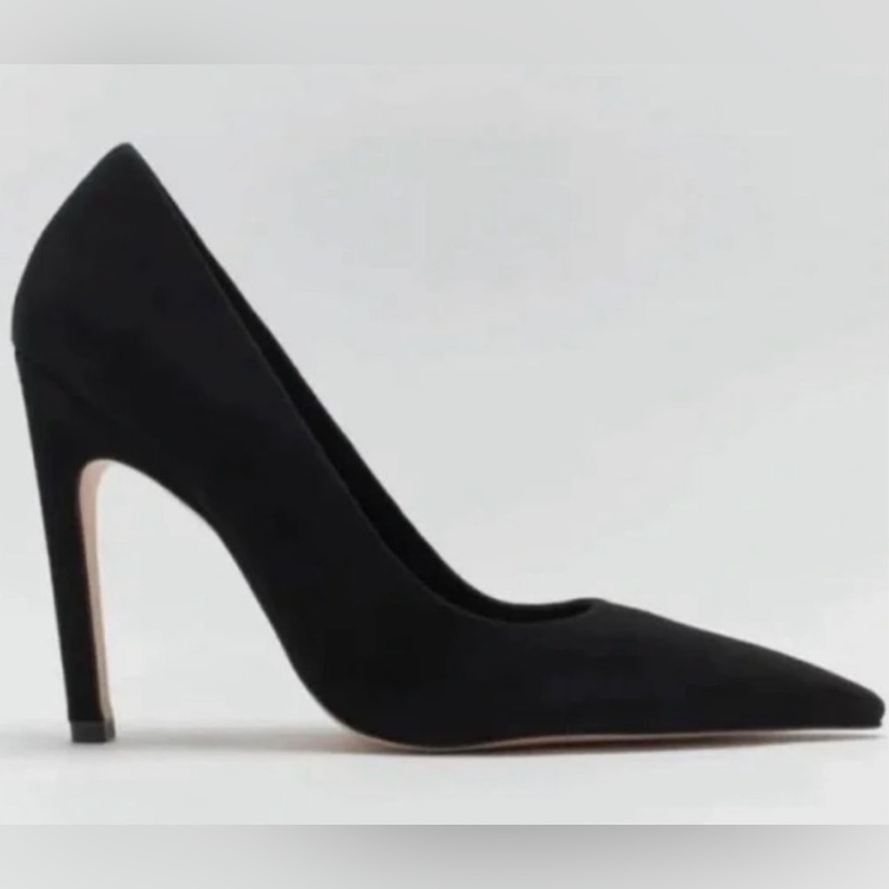 NIB Good American Black Suede Heels Pumps Size 8.5
